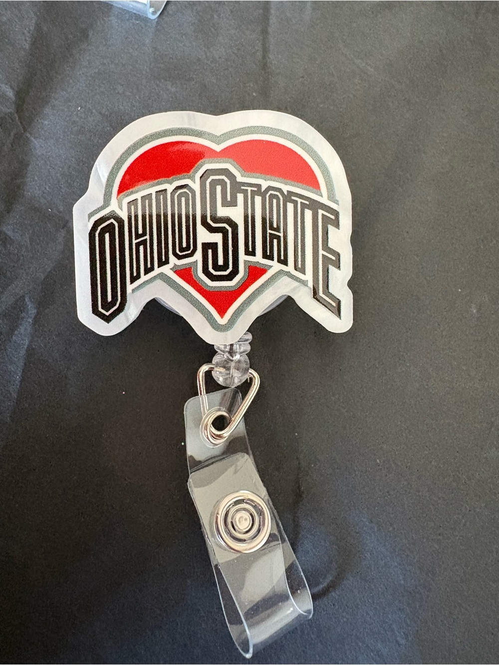 Ohio State Heart Badge Reel - Red, White, Black